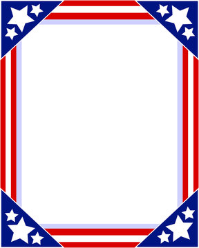 American flag symbols patriotic picture frame border mockup design template with space for your design and images.