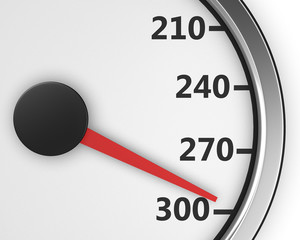 Speedometer with moving arrow 3d rendering