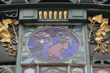 Fototapeta premium Municipal House, stained glass, Prague, Czech Republic.