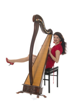 Young woman with harp