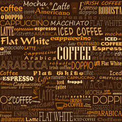 Coffee Words Seamless Background