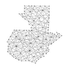 Map of Guatemala from polygonal black lines and dots of vector illustration