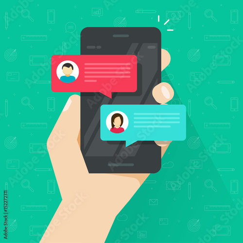 "Chat messages notification on smartphone vector illustration, flat ...