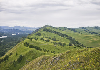 Fototapeta premium View from The Devil's Finger Rock. Mountain Altai.