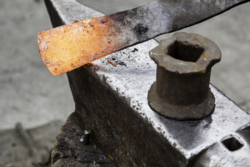 Red hot iron in a forge