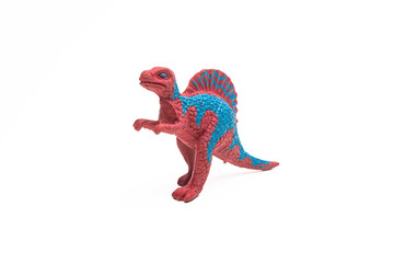 Dinosaur toy plastic figures on white background