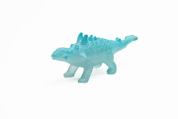 Dinosaur toy plastic figures on white background