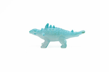 Dinosaur toy plastic figures on white background