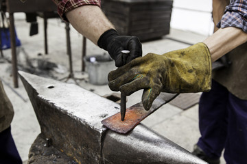 Red hot iron in a forge