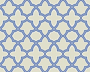 Islamic geometric seamless pattern, background in shades of blue, indigo