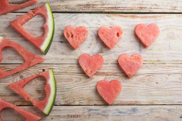Fototapeta na wymiar Watermelon with form of Heart