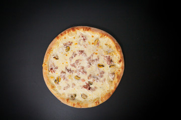 fresh delicious Italian Seafood pizza with mussels