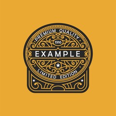 Modern emblem, badge, monogram template. Luxury elegant frame ornament line logo design vector illustration. Good for Royal sign, Restaurant, Boutique, Cafe, Hotel, Heraldic, Jewelry, Fashion.