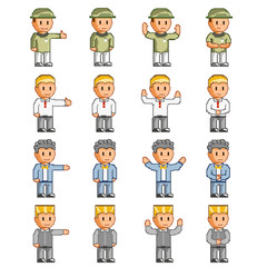 Set of different pixel people in custom,vector illustration