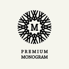 Stylish and graceful floral monogram design , Elegant line art logo , vector template.