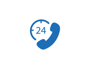 Obraz premium Flat vector phone time available support customer