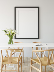 mock up posters in living room interior. Interior scandinavian style. 3d rendering, 3d illustration