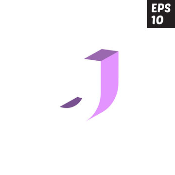 Initial letter J lowercase logo design template block violet purple