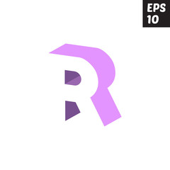 Initial letter R lowercase logo design template block violet purple
