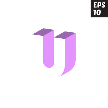 Initial letter U lowercase logo design template block violet purple