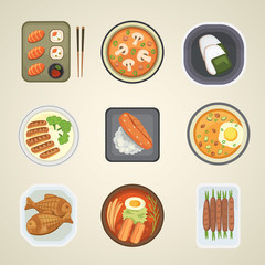 Traditional Japan food meal cooking culture lunch japanese asian cuisine vector illustration