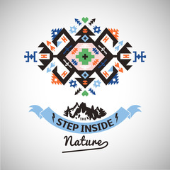 Colorful tribal Navajo style vector ornamental geometric logo