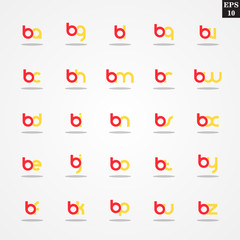 Initial letter B compilation from A to Z lowercase logo design template colorful