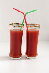 Two glasses of tomato juice