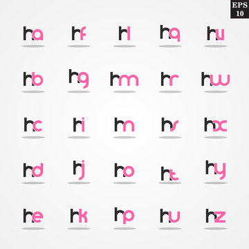 Initial letter H compilation from A to Z lowercase logo design template colorful