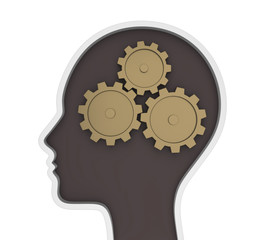 Human Head with Gears Isolated