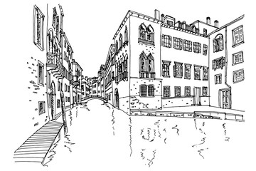 Vector sketch of architecture of Venice, Italy.