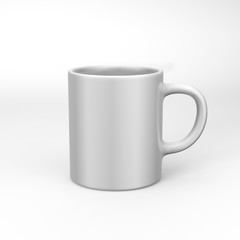 Realistic blank ceramic white coffee cup and mug isolated on white background. design template. 3d render illustration
