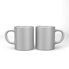 Realistic blank ceramic white coffee cup and mug isolated on white background. design template. 3d render illustration