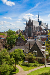 Fototapeta na wymiar View of Saint Peter church (St Pieterskerk) in Leiden in the Netherlands