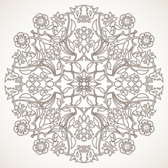 Arabesque vintage outline floral decoration print for design template vector