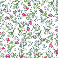 Vector Floral Seamless Pattern. Hand Drawn  Illustration