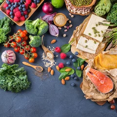Gordijnen Selection assortment of healthy balanced food for heart, diet © aamulya