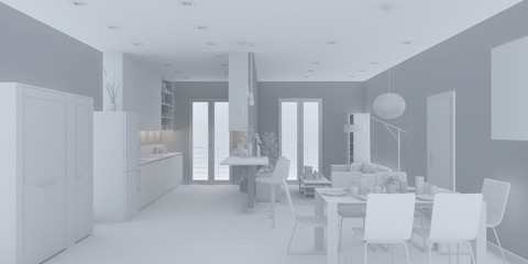 Fototapeta na wymiar 3D Interior rendering of an Apartment