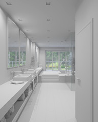 3D Interior rendering of a modern bathroom