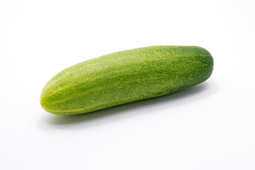 Closeup Fresh Cucumber on White Background
