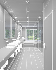 Obraz premium 3D Interior rendering of a modern bathroom
