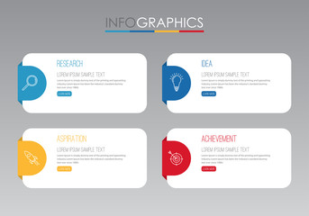 Modern Info-graphic Template for Business with four steps multi-Color design, labels design, Vector info-graphic element, Flat style vector illustration.