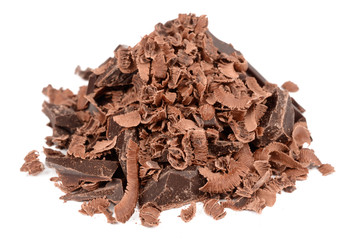 Dark chocolate on a white background
