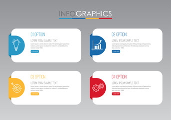 Modern Info-graphic Template for Business with four steps multi-Color design, labels design, Vector info-graphic element, Flat style vector illustration.