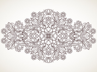 Arabesque vintage outline floral decoration print for design template vector