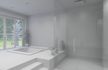 3D Interior rendering of a modern bathroom