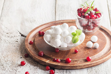 bowl of sugared cranberries