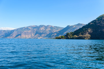 Fototapeta premium Shore of San Lucas Toliman - village at lake Atitlan, Department of Solola in Guatemala
