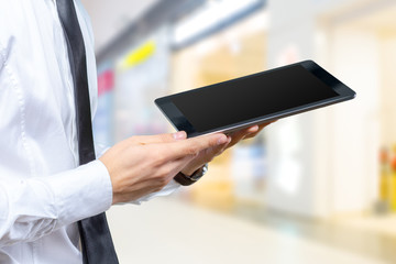Business man working on digital tablet