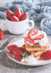 Waffle dessert with chocolate